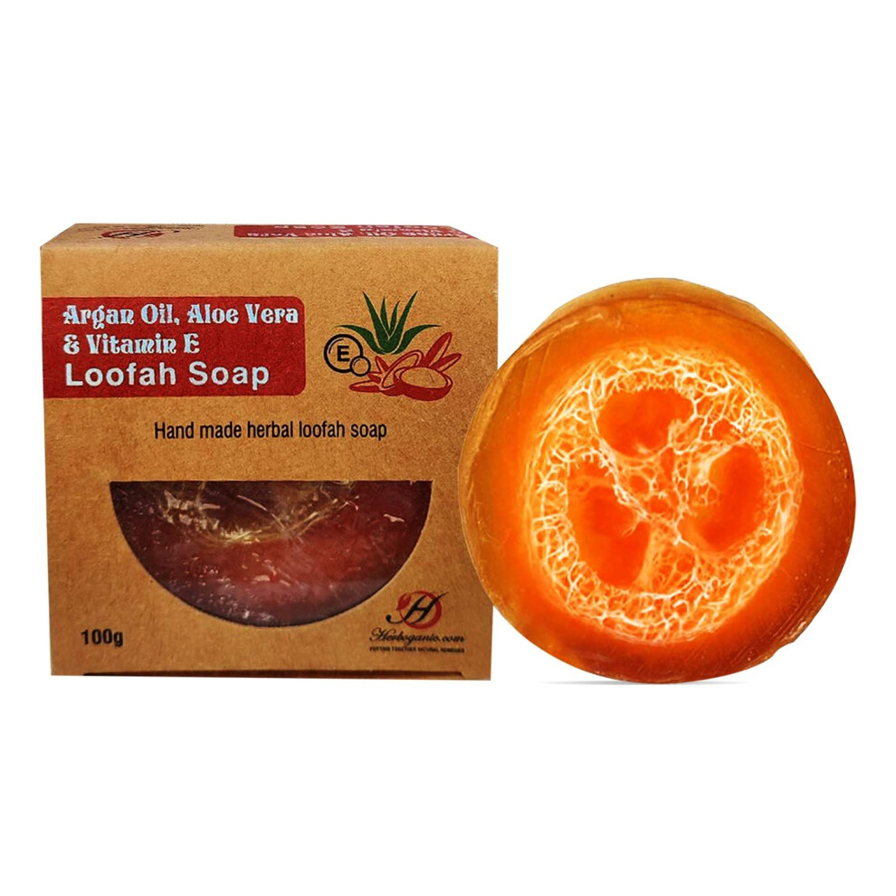 Loofah Soap Bar with Argan Oil and Aloe Vera for Gentle Exfoliation and Moisturizing Body Care