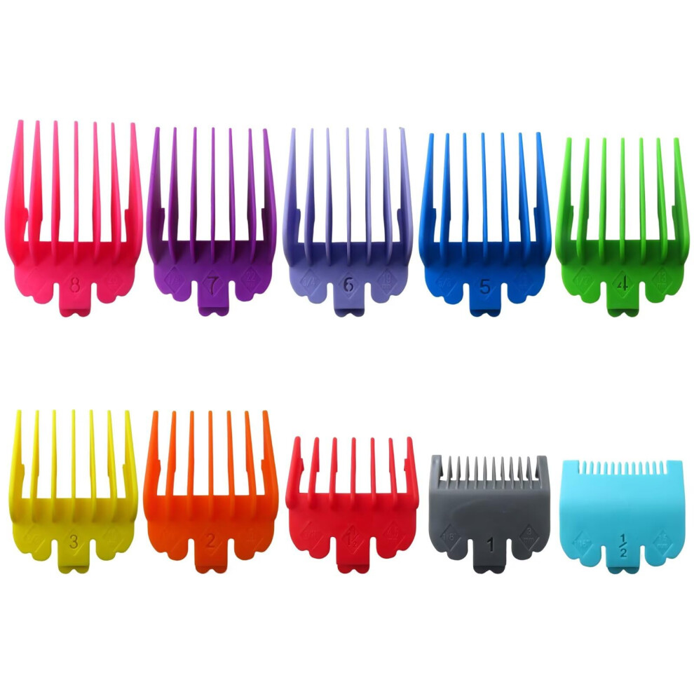 Clipper Guards Set ColorCoded Lengths 1/16' to 1' for Wahl and Babyliss, 10 Pack Durable Nylon