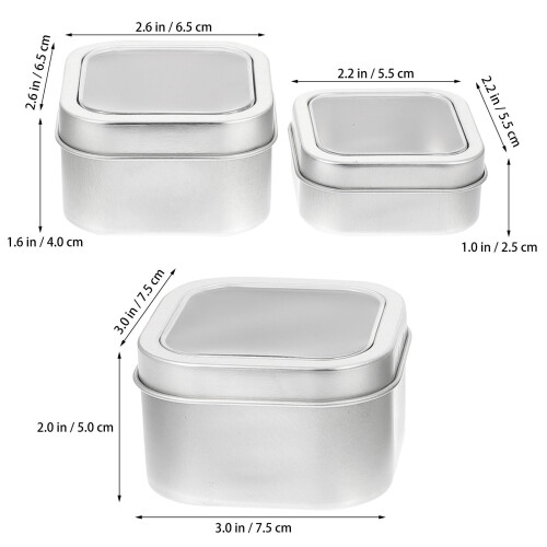 3Pièces Boîtes Carrées Argentées Pour Bougies Stockage 1