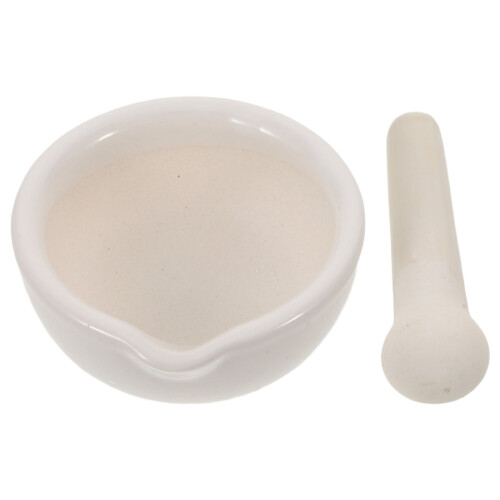 4Sets White Ceramic Mortar Pestle Set Manual Spice Grinder for Kitchen 2