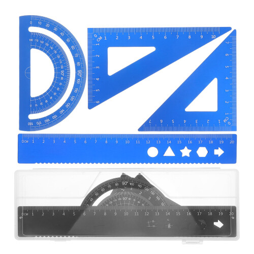 32Pcs Assorted Color Geometry Ruler Set with Protractor for Students