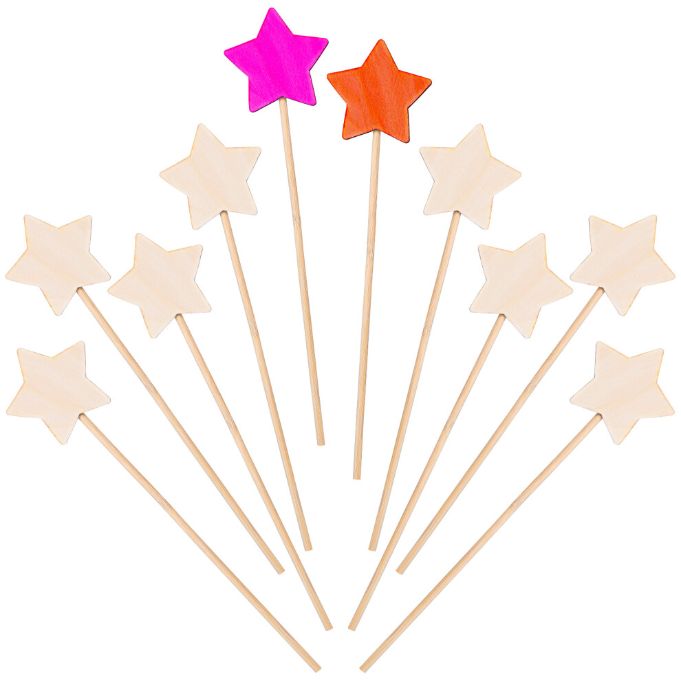 Inoomp 20 Pcs Children Fairy Wands Star Shape Unpainted Diy Sticks