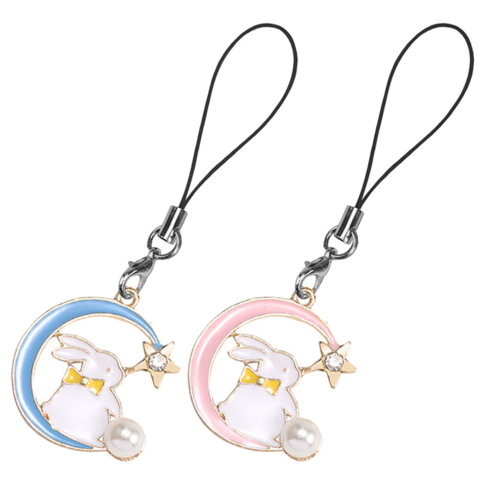 8Pcs Cute Bunny Keychain Phone Charm Moon Star Rabbit Phone Chain Aesthetic Accessory 3622627285409