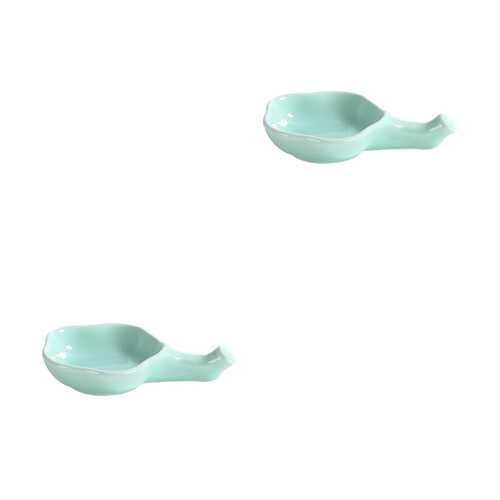 2 Pcs Ceramic Chopstick Rest Holder Japanese Style Light Green 2