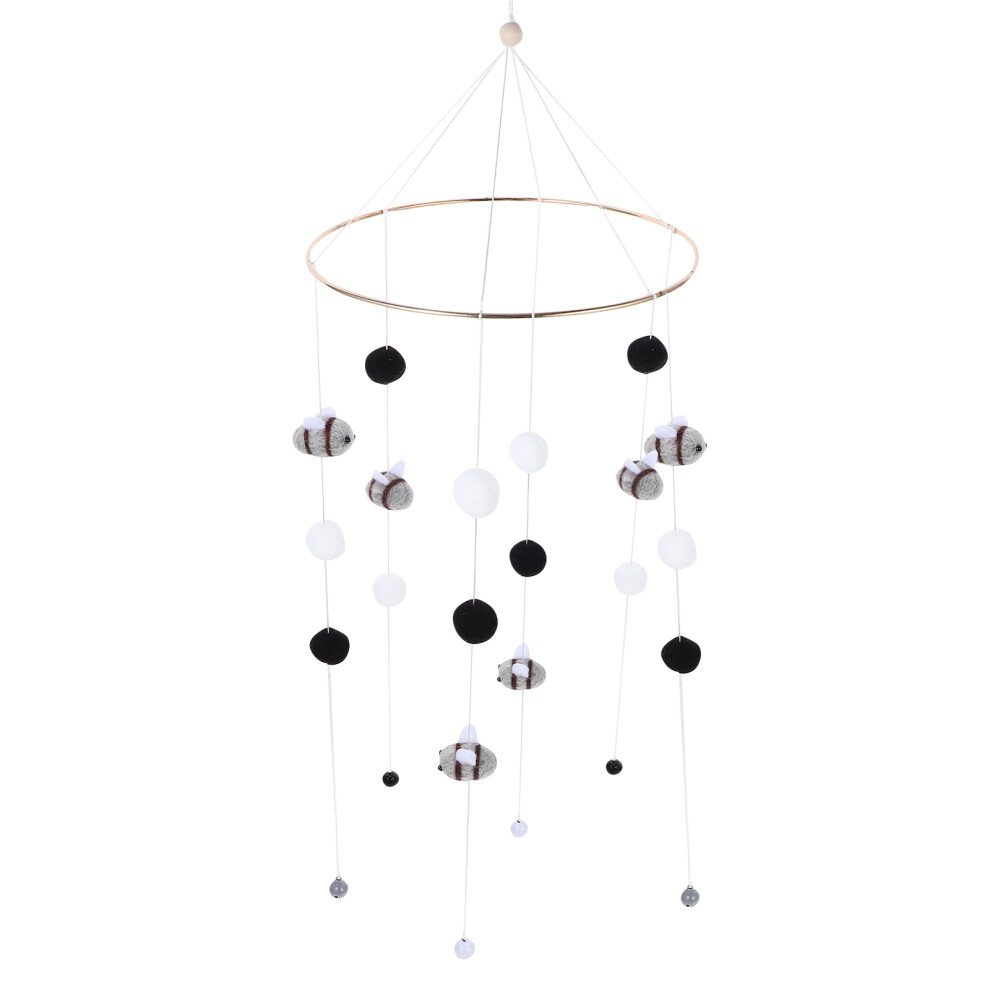 Baby Crib Mobile Bee Wind Chime Felt Iron Hanging Toy Light/Grey Artibetter