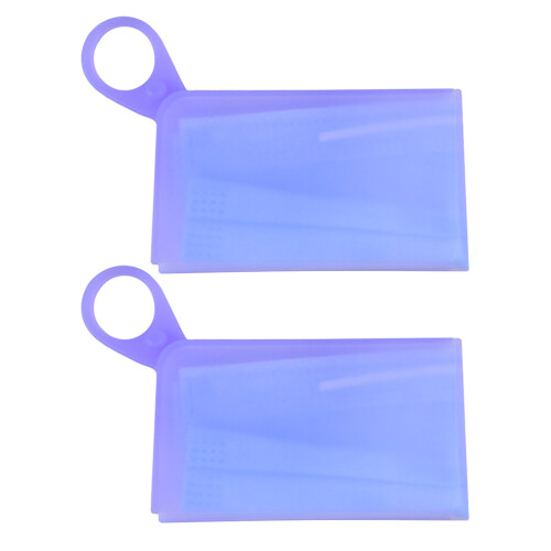 Portable Mask Storage Clips 2X2Pcs Waterproof Holder Purple 1