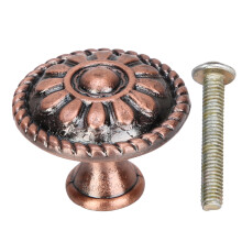 Poignées de meuble vintage, boutons de tiroir à motif floral, poignées en laiton antique, matériau en alliage de zinc, boutons robustes en métal