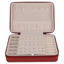 1PU Reis Sieraden Case Met Stevige PU Afwerking Donkerrode