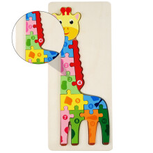 3 Pcs Wooden Jigsaw Dinosaur Caterpillar Giraffe Puzzle