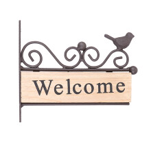 3 Pcs Welcome Sign Board Iron Art Wooden Hanging Pendant With Bird