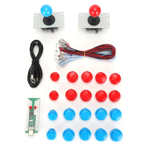 Kit arcade Raspberry Pi, controller di gioco fai da te con encoder USB a ritardo zero, pulsanti LED, supporto per giochi multiplayer, facile 2