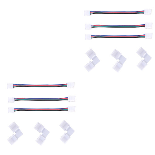 2 Sets Rgb Led Light Strip Connector 4 Pin 10mm Solderless 2