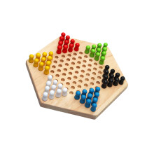 3 Pcs Wooden Hexagon Chinese Checkers Family Game Log Color