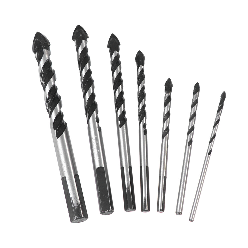 7Pcs Tile Glass Drill Bit Set Black Ceramic With Reinforced Heads 3622460763744