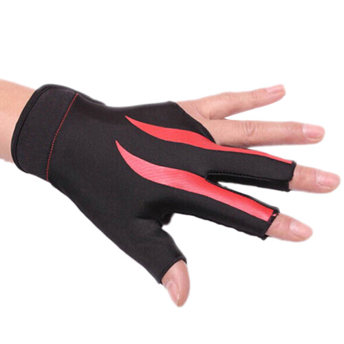 3Pcs Red Left Hand Stretchable Billiard 3-Finger Pool Cue Glove