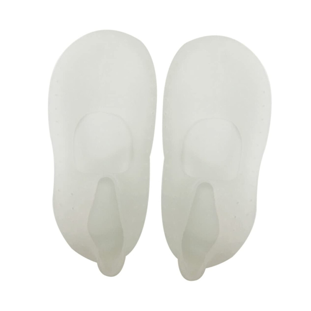 White Moisturizing Gel Socks With Silicone Heel Cushions For Dry Cracked Heels, Reusable