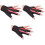 3Pcs Red Left Hand Stretchable Billiard 3-Finger Pool Cue Glove 3