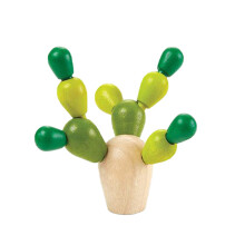 2Pcs Wooden Balancing Cactus With Building Blocks Educational Toy