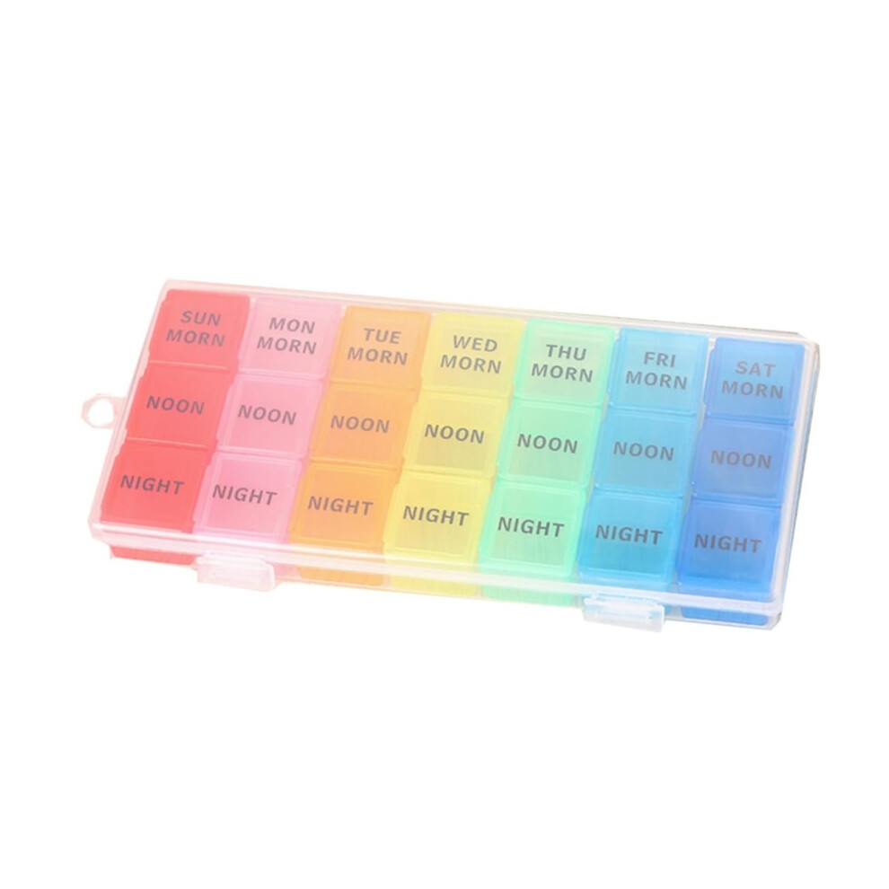 7 Day Pill Organizer 21 Compartments for Morning Noon Night, Compact Medicine Storage Box for Travel