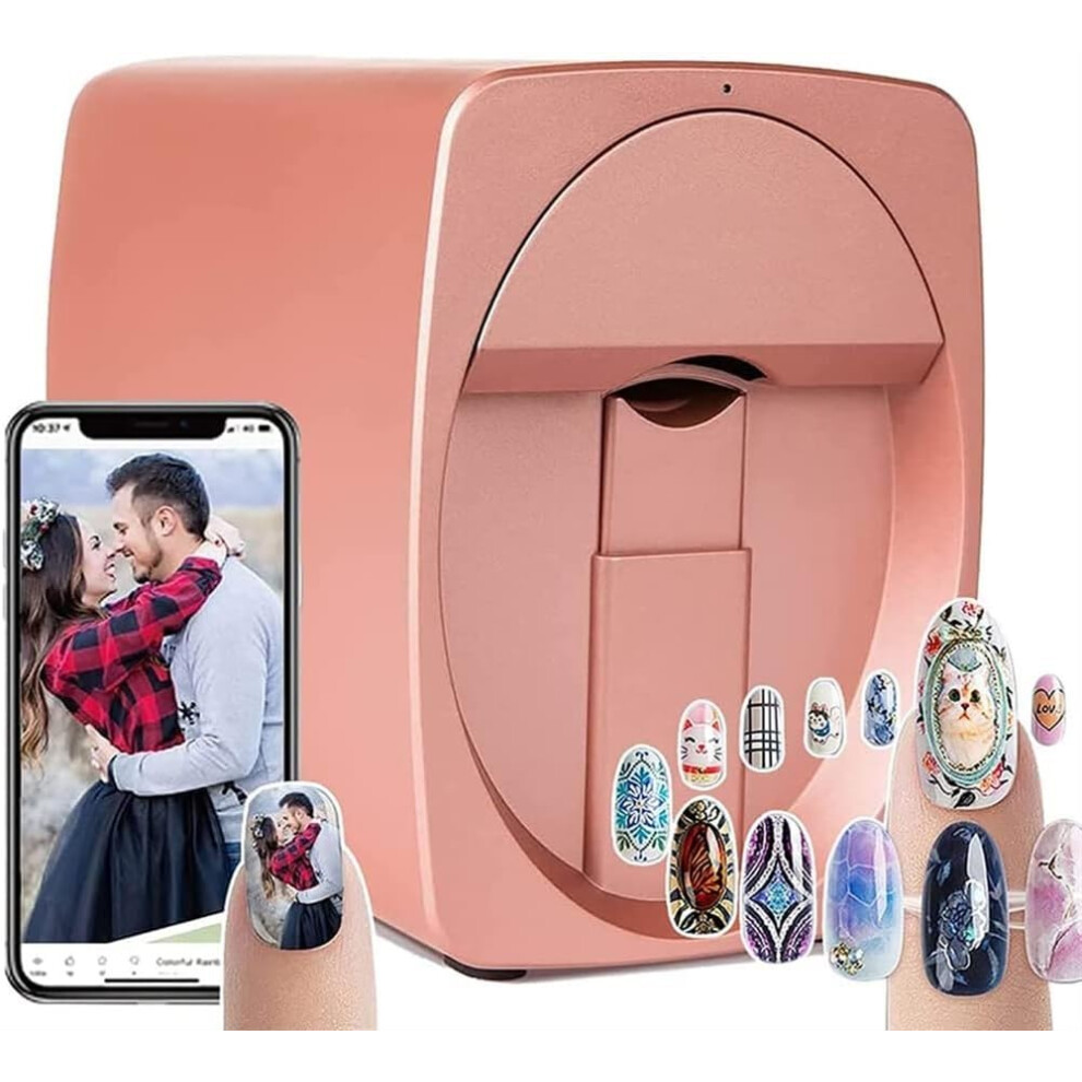 Pink 3D Nail Art Printer Â Fast 30S Printing, 2400Dpi Resolution, Custom Photo Nail Designs For Home Salon