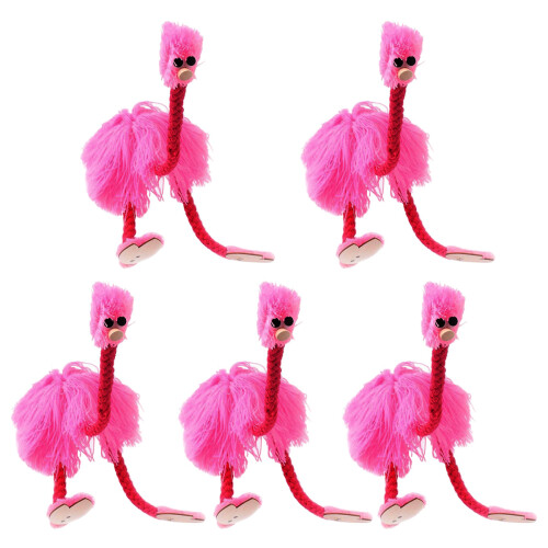 15 Pcs Funny Pull String Plush Ostrich Marionette Toy For Kids Pink
