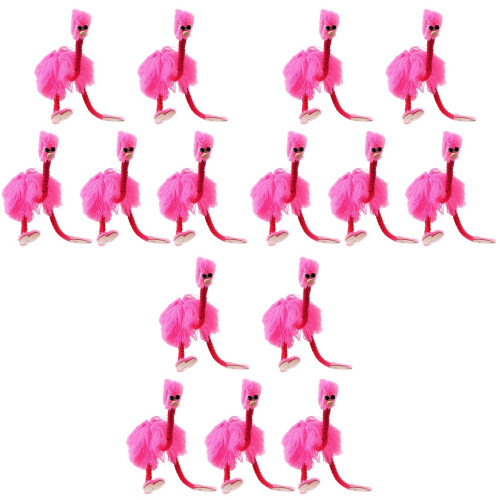 15 Pcs Funny Pull String Plush Ostrich Marionette Toy For Kids Pink 2
