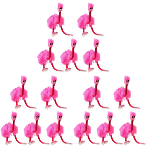 15 Pcs Funny Pull String Plush Ostrich Marionette Toy For Kids Pink 1