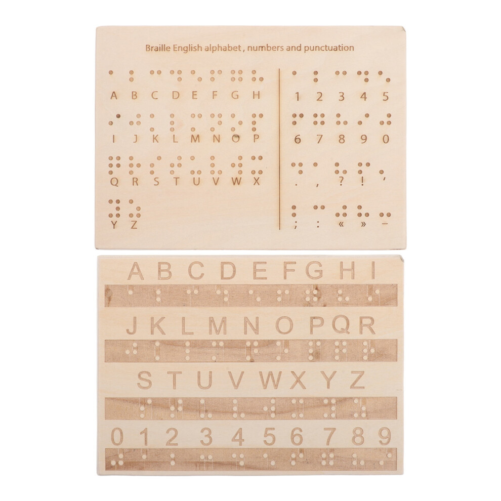 Totority 8 Pcs Wooden Braille Alphabet And Number Board For Blind People
