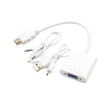 To Vga Adapter Full 1080P Video Audio Converter With Power Cable