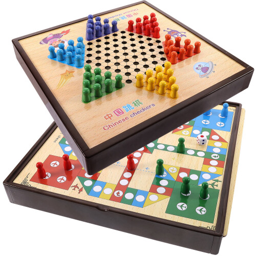 One Set Portable Wooden Table Chess Game Toy Random Style