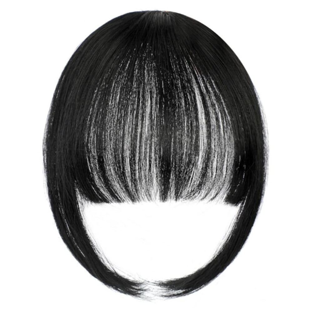 Unisex Real Human Hair Clipin Bangs Wispy Fringe Hairpiece For Women Daily Wear (1#)