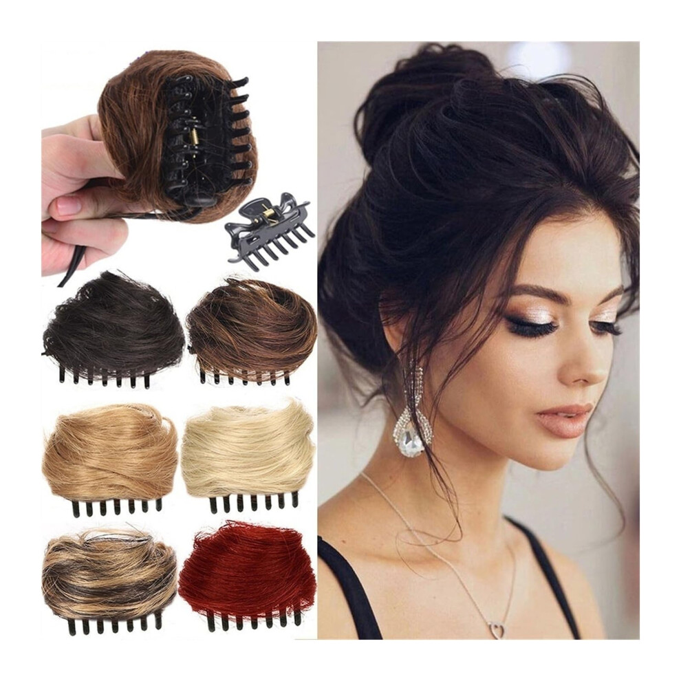 Unisex Messy Bun Hairpiece With Secure Claw Clip, Synthetic Hair Bun Extension For Instant Volume Boost