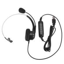 Volume Control Headset Headphones with Adjustable Microphone Hands Free Noise Cancelling Comfortable Wear Superior Sound Quality USB Plug Flexible