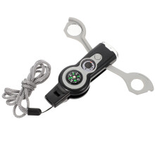 5Pcs Outdoor 7-In-1 Survival Whistle With Compass Thermometer