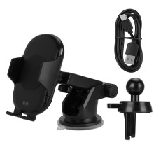 Support de téléphone sans fil pour voiture, charge rapide, fixation automatique, maintien sécurisé du téléphone, compatible avec les coques,
