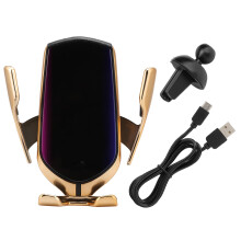 Supporto per telefono da auto intelligente con sensore, ventosa sicura, retroilluminazione RGB e ricarica wireless rapida per una guida a mani libere