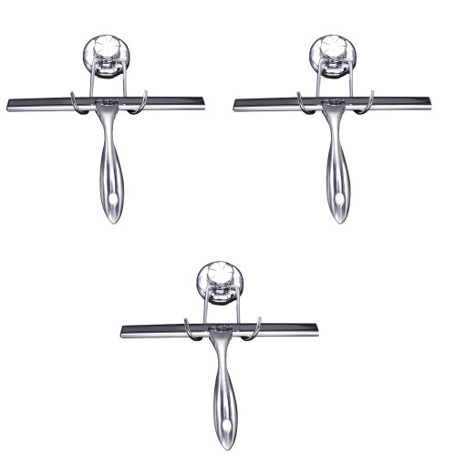 3pcs Mirror Squeegee Glass Squeegee Window Wiper Silver 2
