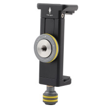 360-Smartphone-Stativ mit dreifacher Drehknopfverstellung, Blitzschuhanschluss, Arca-QR-Basis, Metall-Handyhalterungsadapter für iPhone, Samsung