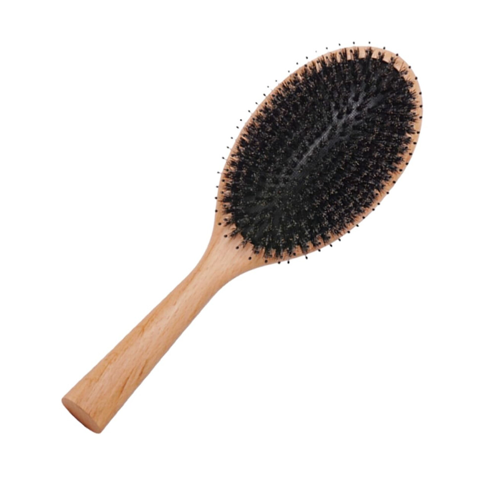 Detangling Hair Brush with Wooden Handle, Aircushion Scalp Massage Comb, Dual Tooth Design for Women
