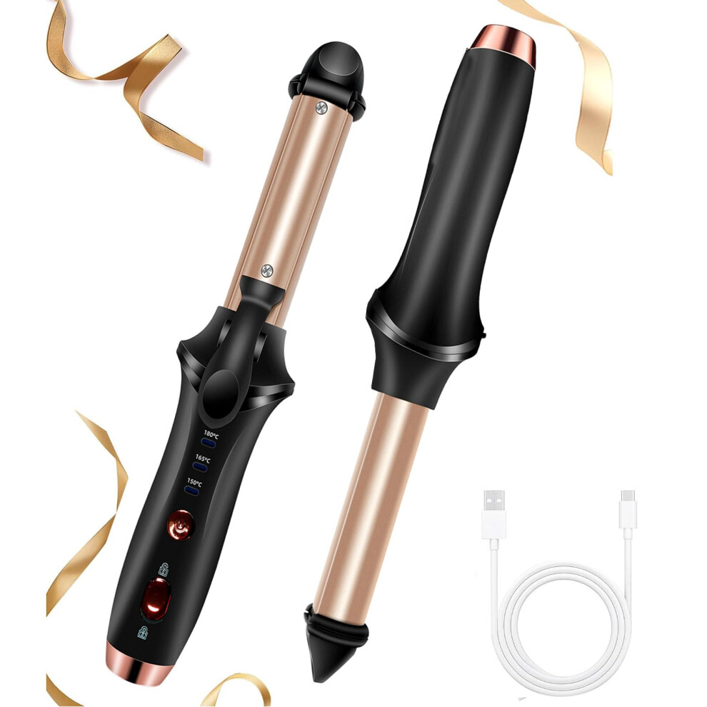 Cordless Curling Iron 4000mAh USB Rechargeable Hair Curler with 3 Heat Settings Ceramic Travel Design