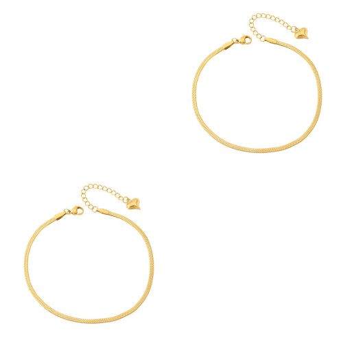 2 Pcs Beach Anklet Snake Design Foot Chain Golden 2