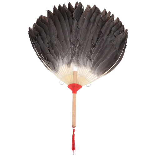 3Pcs Beautiful Goose Fan Black Wood Frame with Hanging String