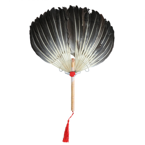 3Pcs Beautiful Goose Fan Black Wood Frame with Hanging String 1