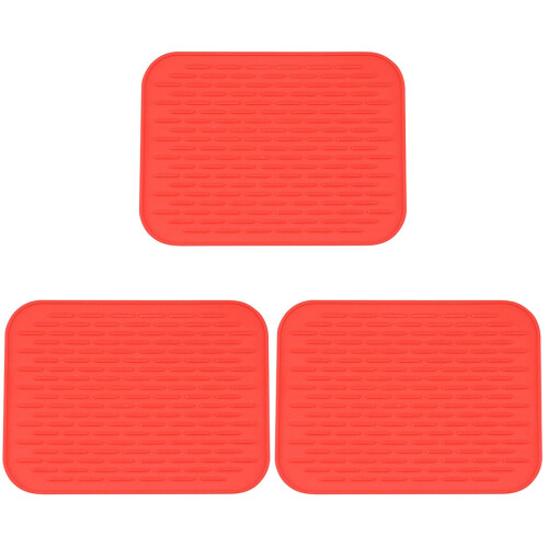 3Pcs Red Heat Resistant Silicone Coasters Cushions for Kitchen Use 1