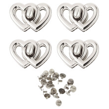 12 Pcs Luggage Double Heart Lock Wallet Buckle Metal Alloy