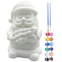 2 Sets Christmas Unpainted Santa Figurine Diy Blank Vinyl With Pigment