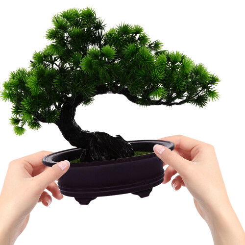 2Pcs Artificial Pine Potted Bonsai For Home Office Table Decor 2