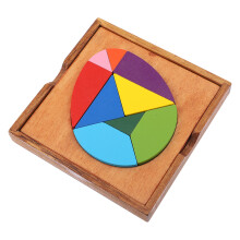 2 Sets Wooden Egg Shaped Puzzle Tangram Blocks Toy