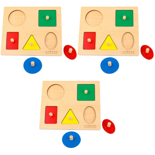 3 Sets Of 6Pcs Geometry Panel Grab Board Shape Puzzle Toy 2