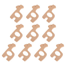 10Pcs Beech Wood Children Molar Pendant Lovely Cartoon Toy